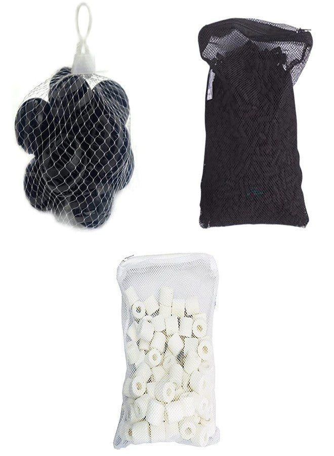 VAYINATO® Aquarium Filter Media Combo (White Ceramic Ring 500G, Activated Carbon 500g, 20 Bio Balls) by Petzlifeworld - Image 1